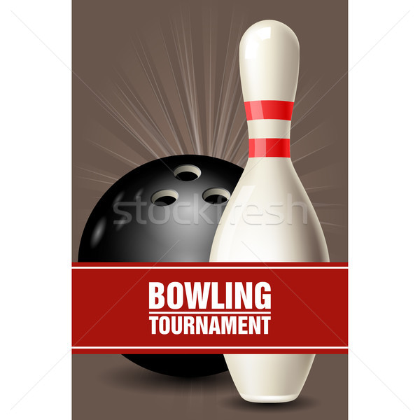 Ball Bowling Turnier Einladung Plakat Karte Stock foto © gomixer