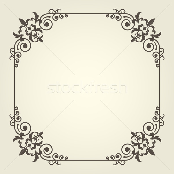 Art nouveau square frame with ornate curly corners Stock photo © gomixer