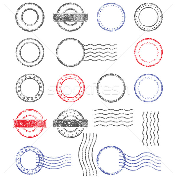 Blank templates of shabby postal stamps of round shape Stock photo © gomixer