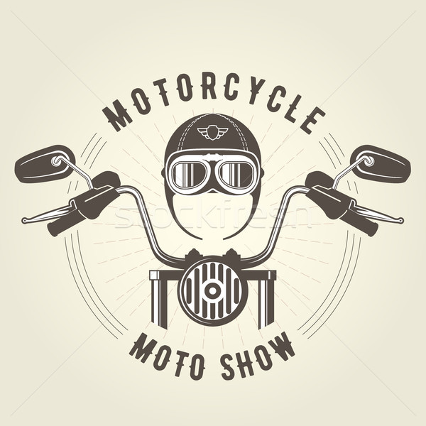 Chopper moto handlebar and vintage motorcycle helmet Stock photo © gomixer
