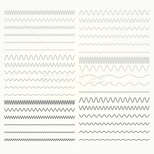 Set of wavy lines  - zigzag and squiggly borders collection Stock photo © gomixer