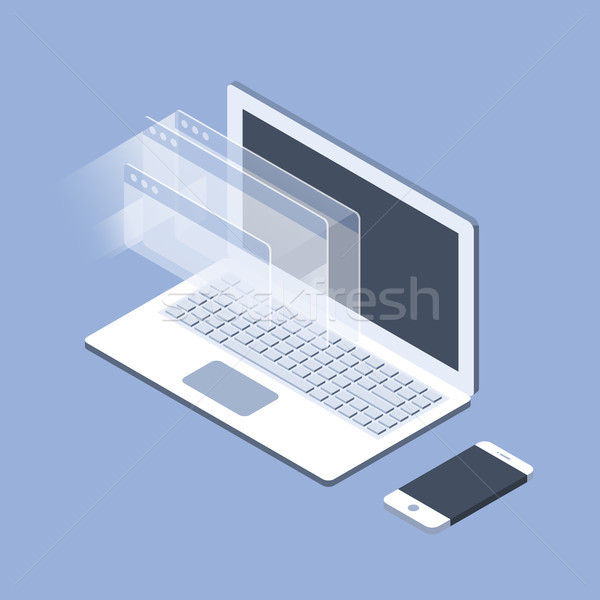 Foto d'archivio: Isometrica · laptop · Windows · software · sviluppo