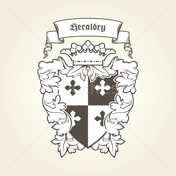 Heraldic royal coat of arms with imperial symbols, shield, crown Stock photo © gomixer