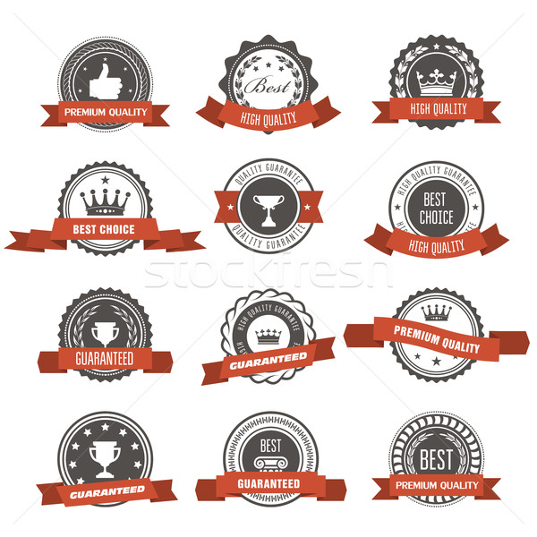 Emblems, badges and stamps with ribbons - awards and seals desig Stock photo © gomixer
