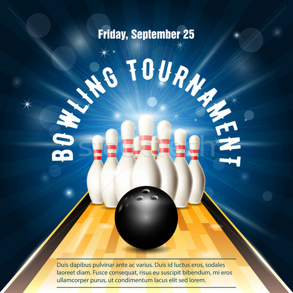 Bowling tournament flyer template with bowling court, skittles a Stock photo © gomixer