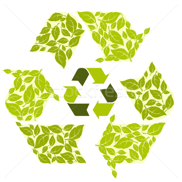 Recyclage symbole feuilles vertes Photo stock © gomixer