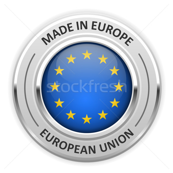 Foto stock: Plata · medalla · europeo · Unión · ue · bandera