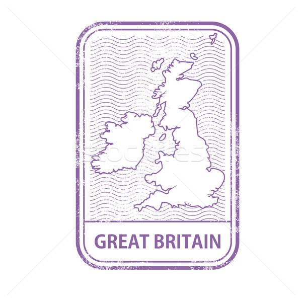 Stamp with contour of map of Great Britain - contour of UK Stock photo © gomixer