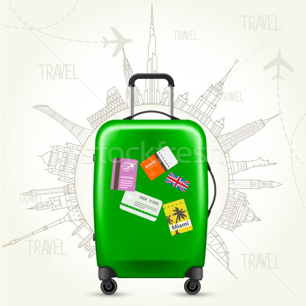 Voyage valise monde bâtiment modernes [[stock_photo]] © gomixer