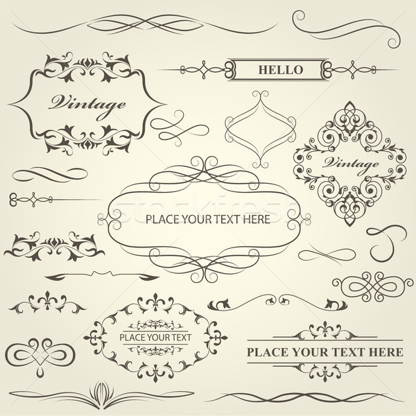 Vintage frames, vignettes and calligraphy dividers and separator Stock photo © gomixer