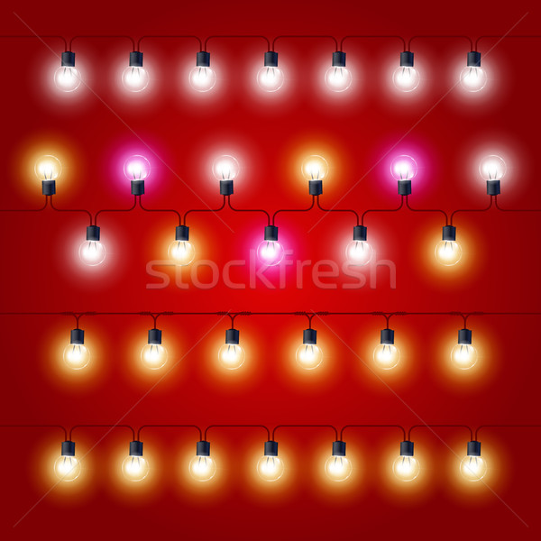 Prosto linie christmas światła karnawałowe elektryczne Zdjęcia stock © gomixer