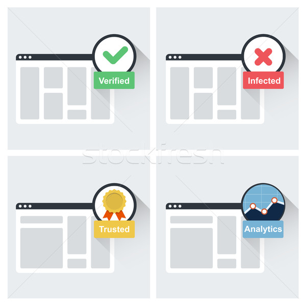 Website trust symbols - trusted, verified, infected and analytic Stock photo © gomixer
