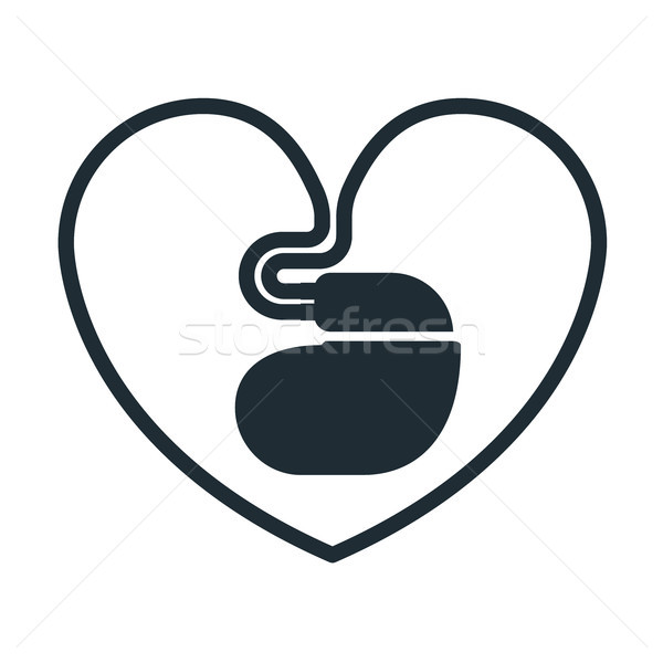 Stock photo: Cardiac pacemaker icon with  heart-shaped cord