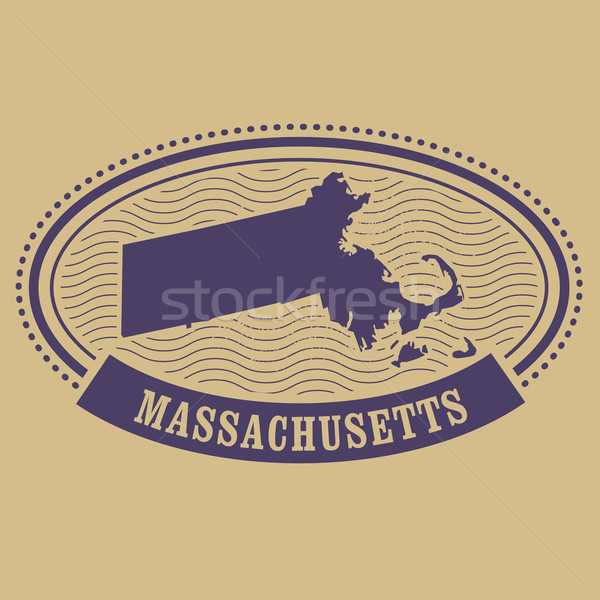 Massachusetts map silhouette - oval stamp Stock photo © gomixer