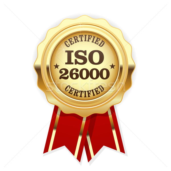 Iso standaard sociale verantwoordelijkheid Rood goud Stockfoto © gomixer