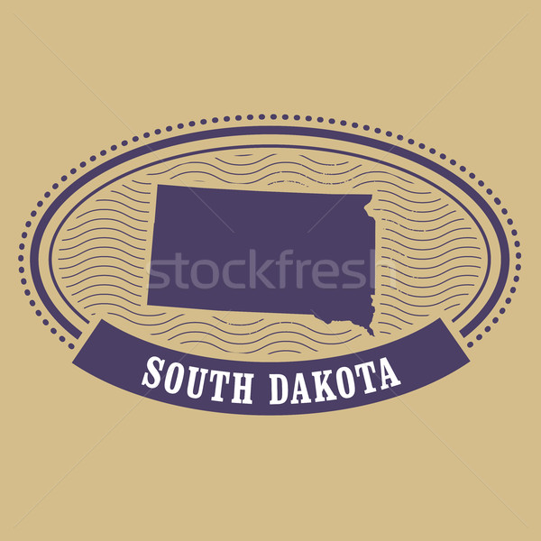 Stok fotoğraf: Güney · Dakota · harita · siluet · oval · damga · seyahat