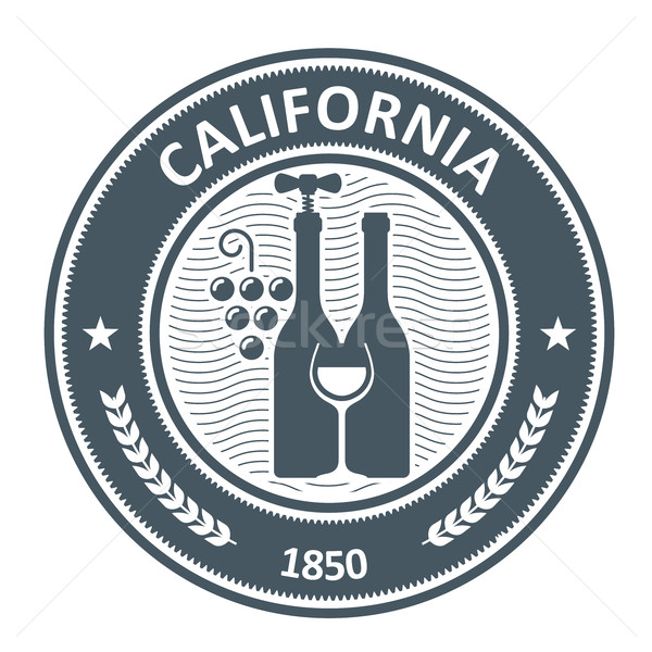 stock photo: california vineyard emblem - stamp w