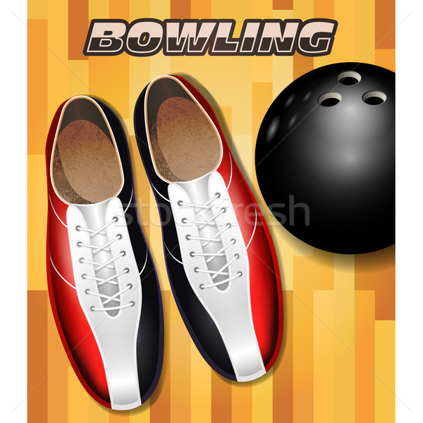 Bowling shoes and ball on bowling court parquet surface Stock photo © gomixer