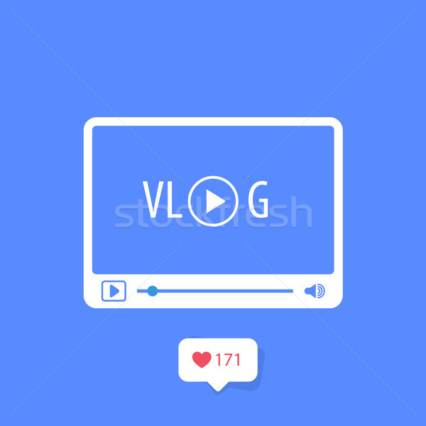 Vlog icon - video blog concept, media player and channel subscri Stock photo © gomixer