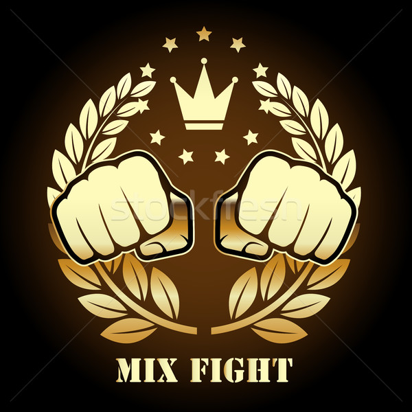 Stock photo: Mix fight competition emblem with two fists