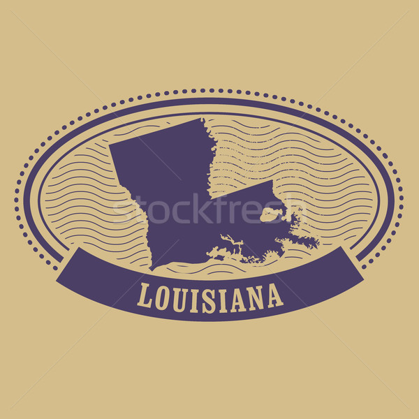 路易斯安那州 地圖 側影 橢圓形 郵票 旅行 商業照片 © gomixer
