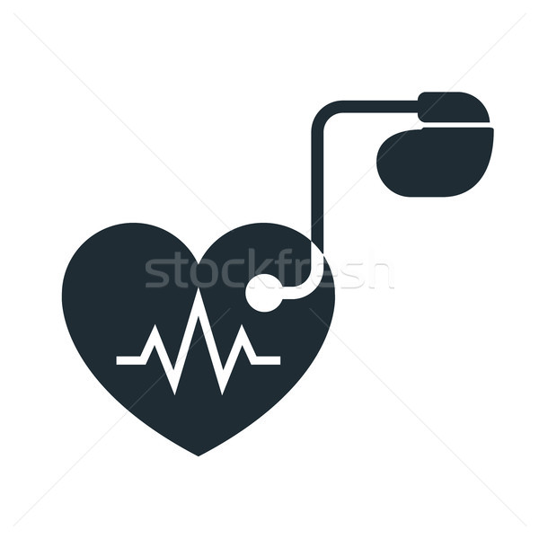 Stock photo: Artificial cardiac pacemaker icon with pulse tracing