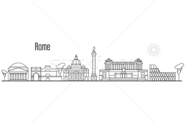 Rome and Vatican city skyline - cityscape with landmarks in line Stock photo © gomixer