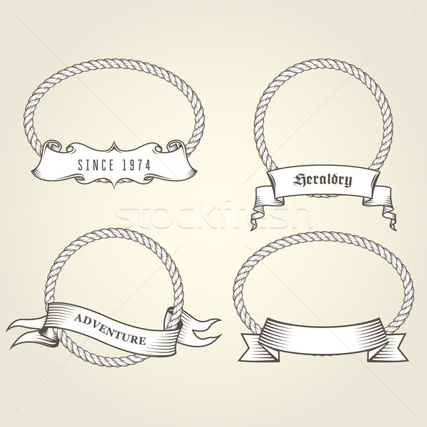 Vintage rope frames with banners - round and oval rope frames Stock photo © gomixer