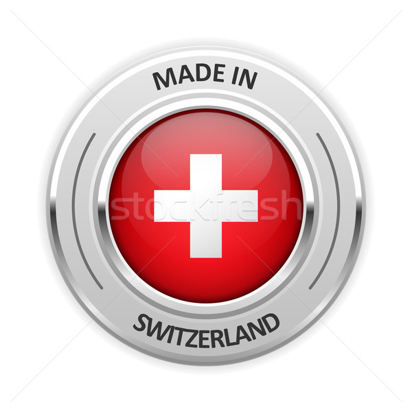 Plata medalla Suiza bandera pin etiqueta Foto stock © gomixer