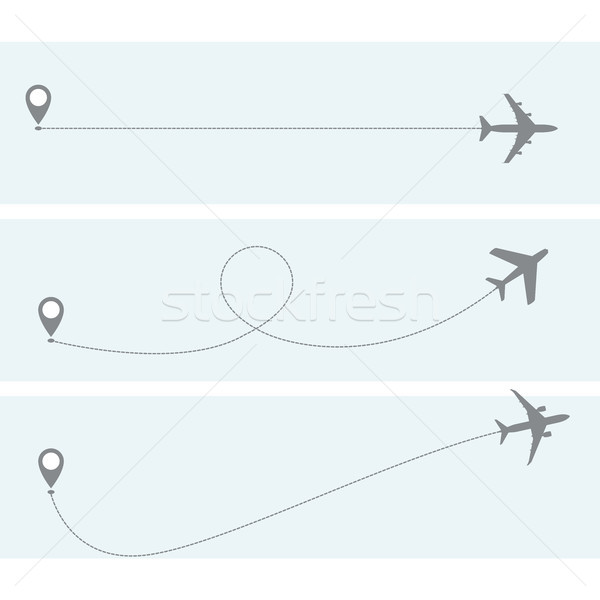 Plane flight with dotted trace - airplane itinerary Stock photo © gomixer