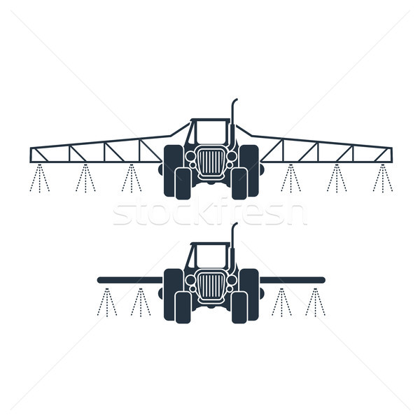 Stock photo: Fertilizer icon - tractor spraying pesticides, agriculture irrig