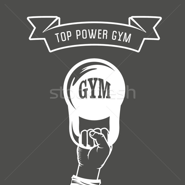 [[stock_photo]]: Fer · poids · main · haltérophilie · gymnase · affiche