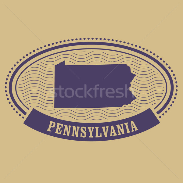 Stockfoto: Pennsylvania · kaart · silhouet · ovaal · stempel · reizen