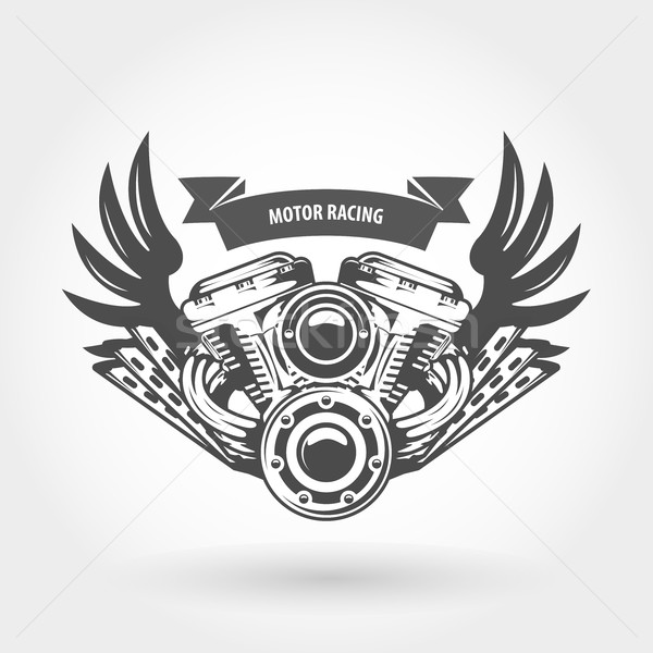 Winged motorcycle engine emblem - chopper bike motor Stock photo © gomixer