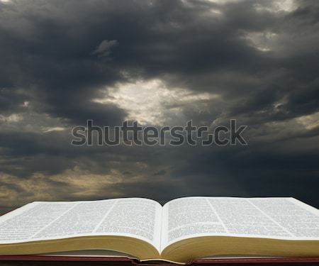 Nyitva Biblia égbolt kezdet könyv szeretet Stock fotó © Gordo25