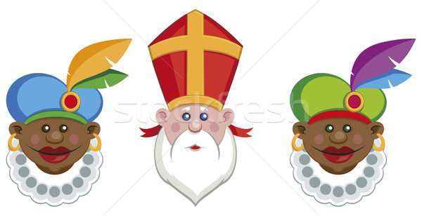 Portraits of Sinterklaas and his colorful helpers Stock photo © Grafistart