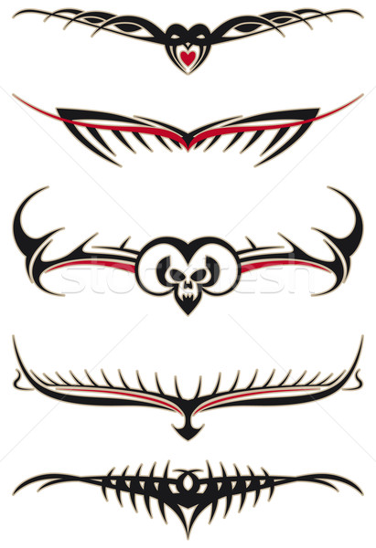 Tribali tatuaggi set rosso elementi cuore Foto d'archivio © Grafistart