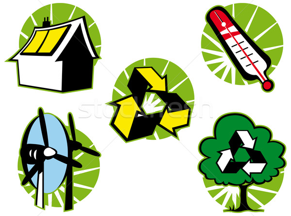 Green eco symbol set Stock photo © Grafistart