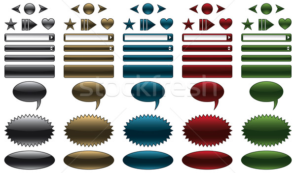 Website buttons and banners with glossy metallic look Stock photo © Grafistart