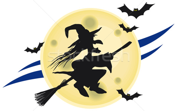 Flying witch on broomstick Stock photo © Grafistart