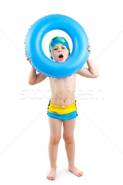 Nino jugando azul vida anillo funny Foto stock © grafvision