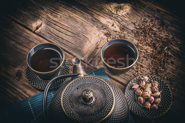 Hierro fundido tetera naturaleza muerta tradicional vintage Asia Foto stock © grafvision