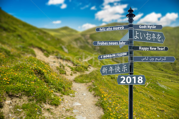Signpost whit Happy New Year Stock photo © grafvision