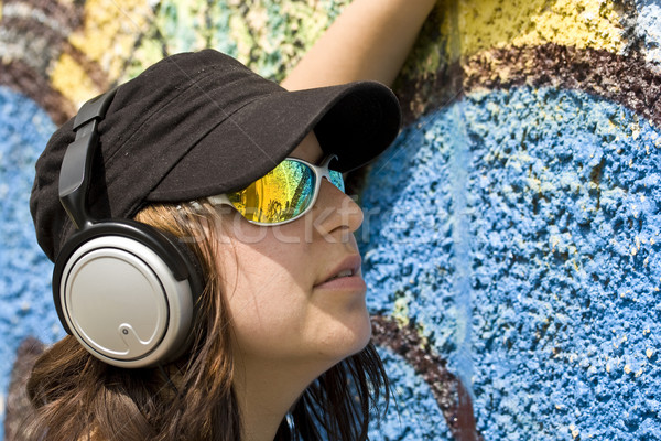 woman with headphones Stock photo © grafvision