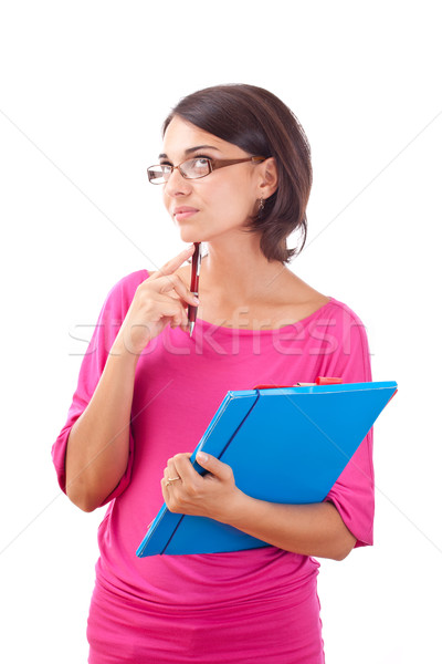 Femenino estudiante aislado blanco escuela feliz Foto stock © grafvision