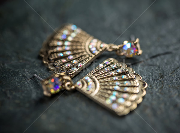 Fan shaped metal earrings  Stock photo © grafvision
