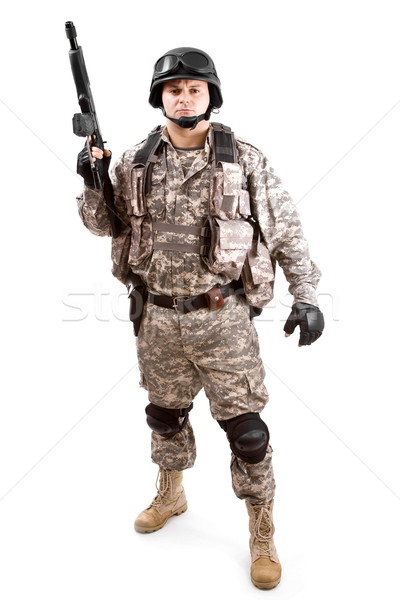 Leger krachten soldaat pistool geïsoleerd Stockfoto © grafvision