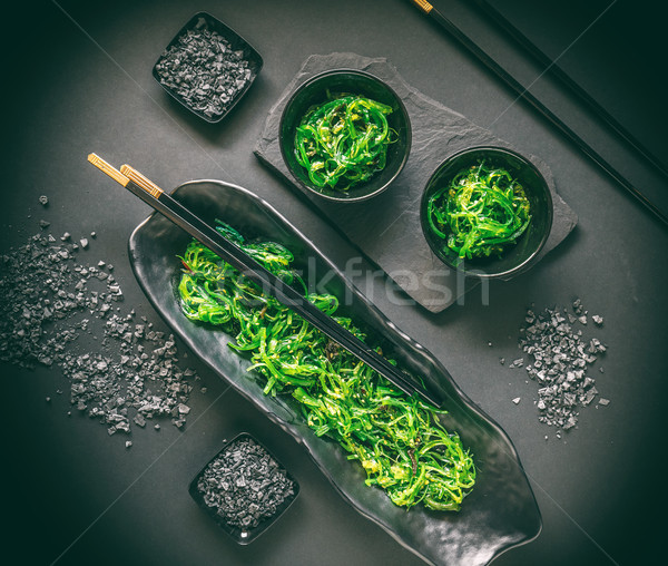 Foto d'archivio: Japanese · alghe · insalata · nero · sale · alimentare