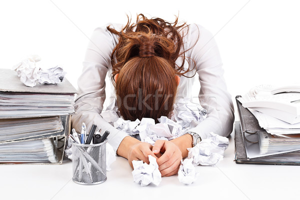 Foto stock: Mujer · de · negocios · cansado · mujer · trabajo · trabajador · empresarial