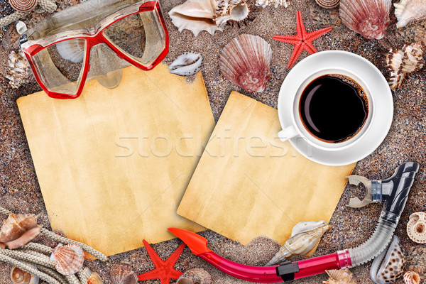 Marine schmutzig Papier Sand Strand Hintergrund Stock foto © grafvision